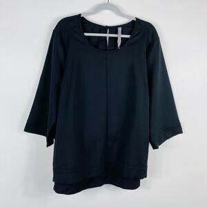 Melissa McCarthy Seven7 Plus Size 2X Tie Waist Belted Blouse Top Black